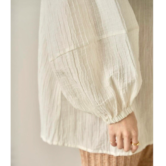 EAPHI NWT Romantic Minimalist Oversized Textured Gauzy Ethereal Balloon Sleeve - Picture 2 of 14